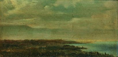 null Attribué à Charles-Jacques DU BOIS-MELLY (1821-1905) : Paysage au lac. Huile...