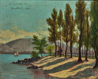 null Ernest PRIVAT (1844-1894) : A la pointe de Genthod, 1873. (Le lac de Genève...