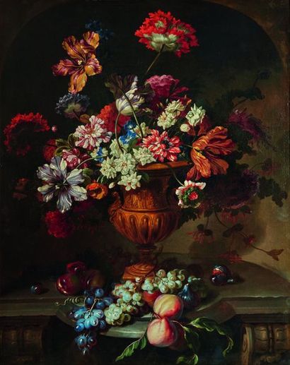  Attribué à Jean-Baptiste BELIN de FONTENAY (1653-1715) 
Fleurs coupées dans un vase...