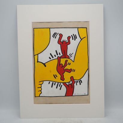  Keith Haring (1958-1990) / Artwork registry : Technique mixte datée 1985, encre... Gazette Drouot