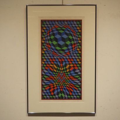  Victor Vasarely (1906-1997) : Color silkscreen, artist's proof, kinetic composition,... Gazette Drouot