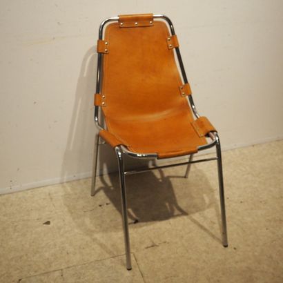  Charlotte Perriand (1903-1999) / Les Arcs: Chair circa 1960, chromed and curved... Gazette Drouot
