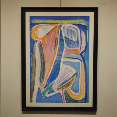  Bram Van Velde (1895-1981) : Lithographie couleur, épreuve d'artiste, composition,... Gazette Drouot