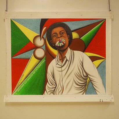  Samba Chéri (1956) : Technique mixte, acrylique, paillettes sur toile, 