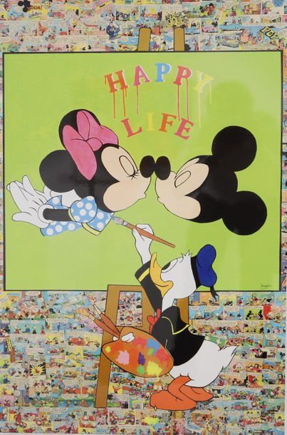 null "Happy Life by Ymagine 

Work drawn on Alu, Signed. 

Work printed in 5 copies,...