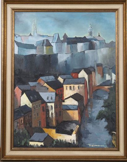 null Freimann (born 1942)

Luxembourgian painter

Oil on framed canvas representing...