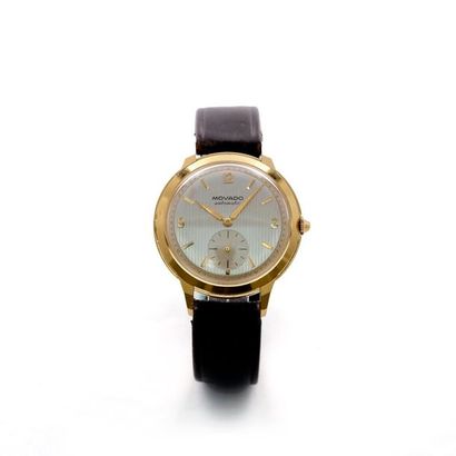  Movado, Automatic, circa 1960 
Rare and interesting 18K yellow gold wristwatch with...