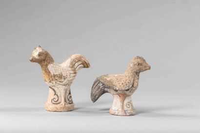 null Sculpture - Chine Dynastie Ming

Paire de poulets en terre cuite blanche à engobe...