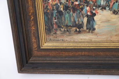 null "The Village Procession" by Léon Lambert (1868-?)

French impressionist painter.

Oil...