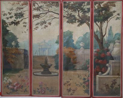 null French garden

Set of 4 panoramic paintings on burlap canvas, representing a...