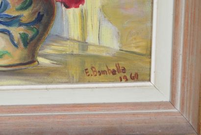 null Peonies Bouquet

Framed oil on canvas. Signed "E. Bomballa" and dated 1960 on...