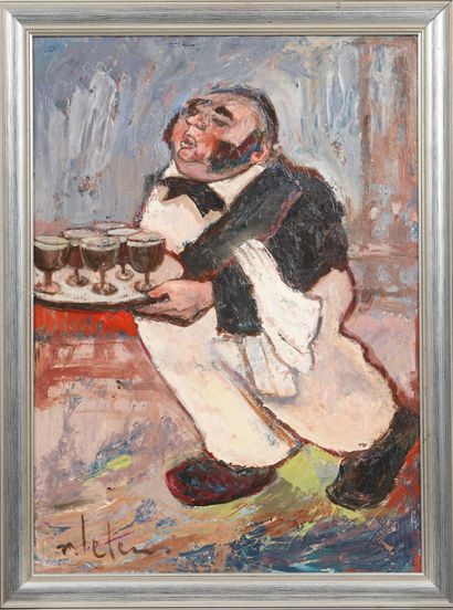 null "The Waiter"

Oil on wood. Framed, signed lower left.

Restoration of use and...