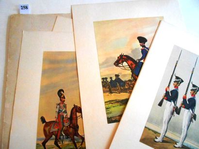 null UNIFORMES ALLEMANDS – RECUEIL contenant 8 belles planches en couleurs, in-folio,...