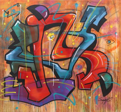 null Saname (born in 1980)

French graffiti artist

Oil on canvas, signed lower right

Countersigned...