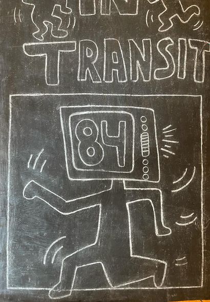 null "Art in transit" by Keith Haring (1958-1990)

Original chalk drawing made on...