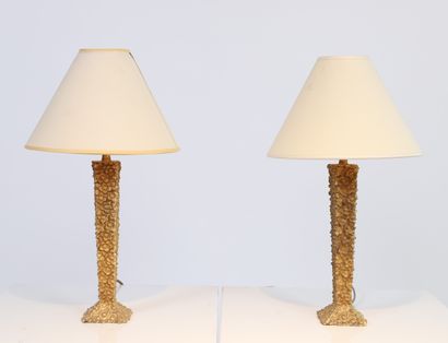 null Pair of decorative lamps

In gilt patinated bronze, sculpted with flowers.

20th...