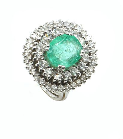 null Important Emerald ring

In 18K white gold set with an oval emerald in a setting...