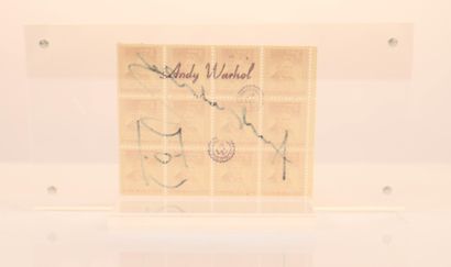 null Andy WARHOL (1928-1987) Attr.

Fiche de timbres postaux américains, portant...