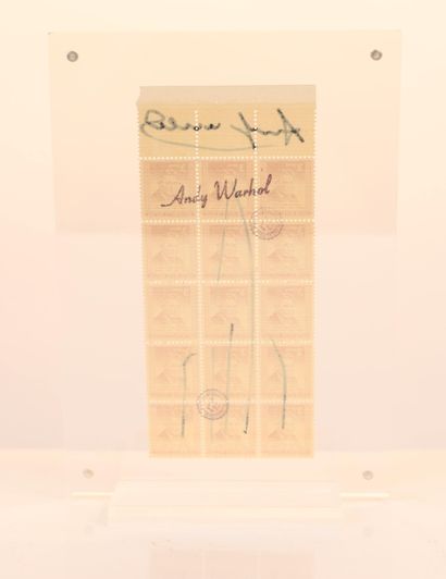 null Andy WARHOL (1928-1987) Attr.

Fiche de timbres postaux américains, portant...