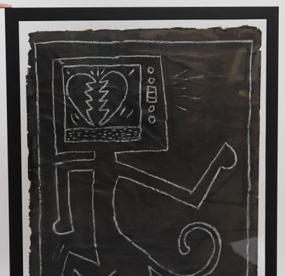 null Subway Drawing - Keith Haring (1958-1990) - Attr.

Dessin original à la craie...