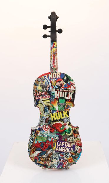 null Violon Pop Art de Ymagine 

Artiste peintre belge 

Collage sur violon véritable...