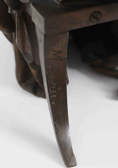 null "Le savant grec"
Sculpture en bronze à patine brune, signée "Moreau" sur un...