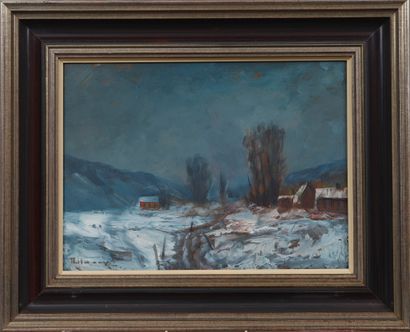 null Jean-Pierre THILMANY (1904-1996) 
Painter from Luxembourg
Oil on isorel, snowy...