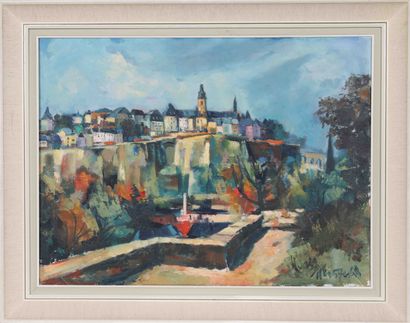null Max ERSFELD (1921-1985) 
Artiste peintre luxembourgeois
Huile sur toile - Vue...