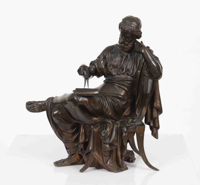null "Le savant grec"
Sculpture en bronze à patine brune, signée "Moreau" sur un...