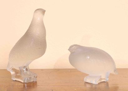 null Lalique - Two Partridges
Proof of clear pressed glass, satin finish
20th century...