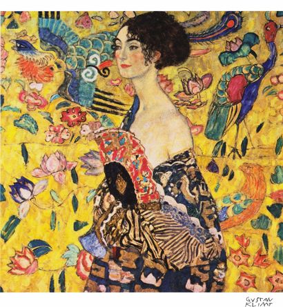 null Lady with Fan (1917), Print, d'après Gustav Klimt, Épreuve en couleur signée...