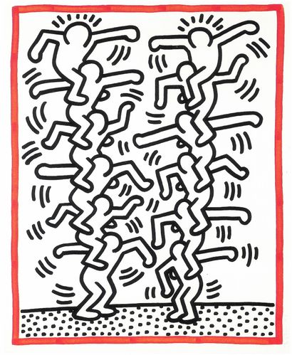 null Towers, Print, after Keith Haring, Color print signed on Arches paper in the...