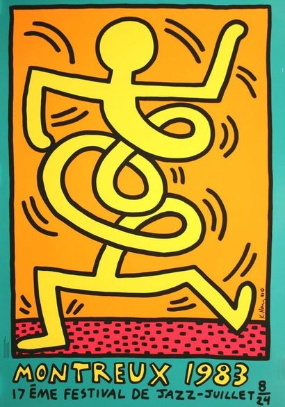 null Keith Haring (d'après), Affiche Montreux Bonhomme jaune, 1983 

Papier Affiche,...