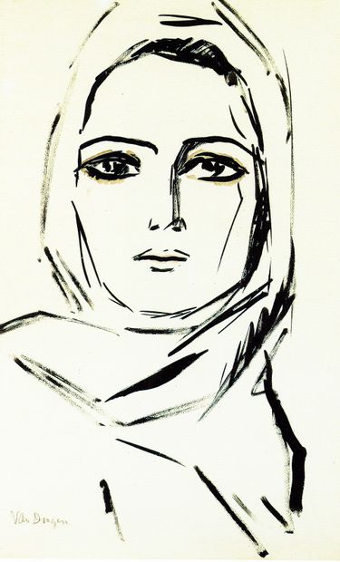 null Portrait femme, Print, d'après Kees Van Dongen, Épreuve en couleur signée sur...