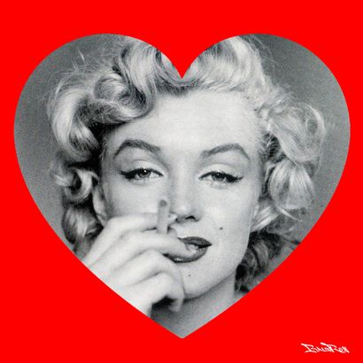null Marilyn Cœur rouge, BrainRoy, Finition verre acrylique print, encadré en caisse...
