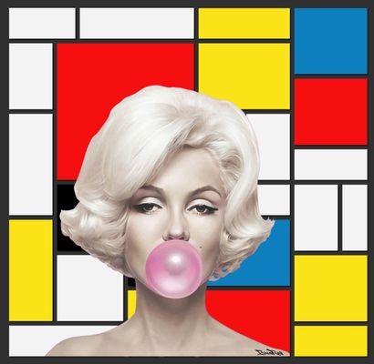 null Marilyn Mondrian, BrainRoy, Finition verre acrylique print, encadré en caisse...