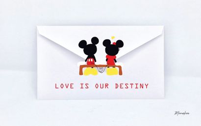  Enveloppe Mickey Minnie, Love is your destiny, Monakoe, imprimé sur Papier Beaux...