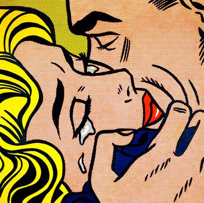 null Kiss, Print d'après Roy Lichtenstein, épreuve en couleur, signé sur papier Arches...