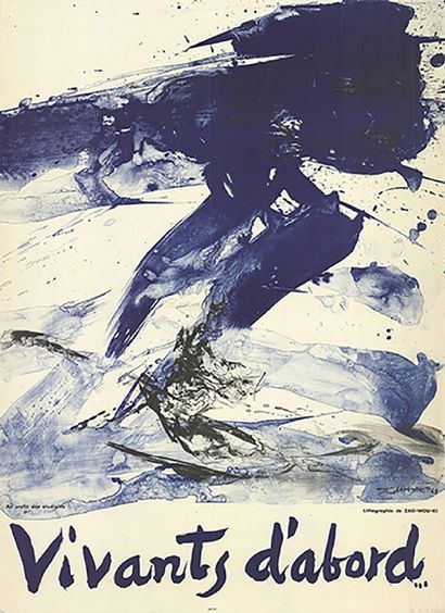 null Zao Wou Ki (d'après), Affiche Vivants d'abord, Papier Affiche, Dimension 78...