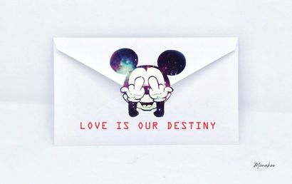 null Envelope Mickey middle finger, Love is your destiny, Monakoe, printed on Fine...