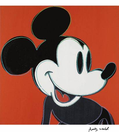 null Mickey Mouse, d'après Andy Warhol, lithographie imprimée sur papier Beaux Arts,...