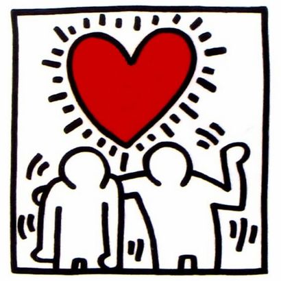 null Heart (1987), Print, after Keith Haring, Color print signed on Arches paper...