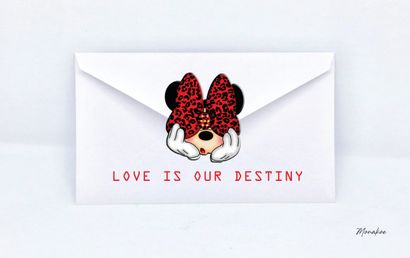 null Enveloppe Minnie, Love is your destiny, Monakoe, imprimé sur Papier Beaux Arts...