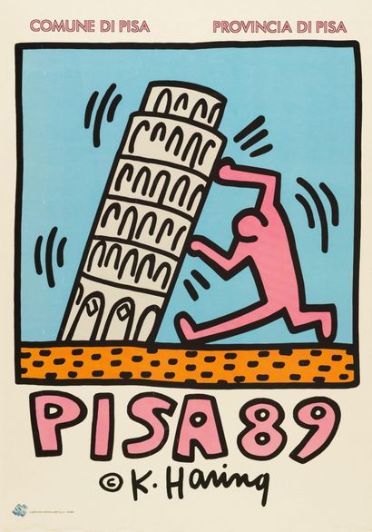 Keith Haring (d'après), Affiche Pise 2, 1989...