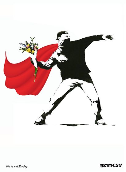 Flower Bomber Cape, Banksy / This is not...