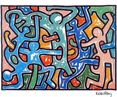Colors Figure, Print, d'après Keith Haring,...