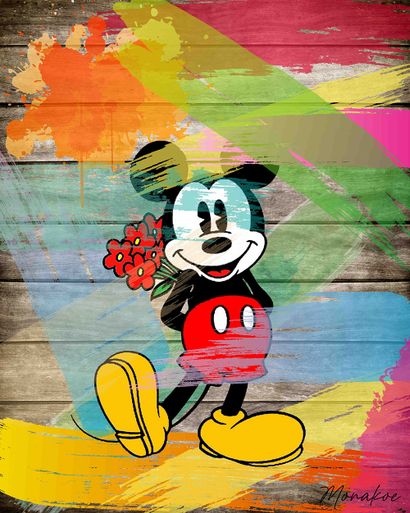 null Mickey Wall Peinture, Monakoe, Finition verre acrylique print, encadré en caisse...