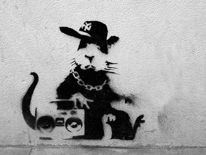 null Rapper Rat, Print d'après Banksy (after), épreuve en couleur, signé sur papier...