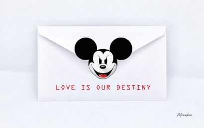  Enveloppe Mickey Bad, Love is your destiny, Monakoe, imprimé sur Papier Beaux Arts...