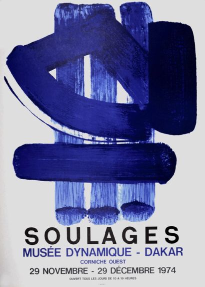 null Pierre Soulage (d'après), Affiche Dakar, 1974, Papier Affiche, Dimension 55...